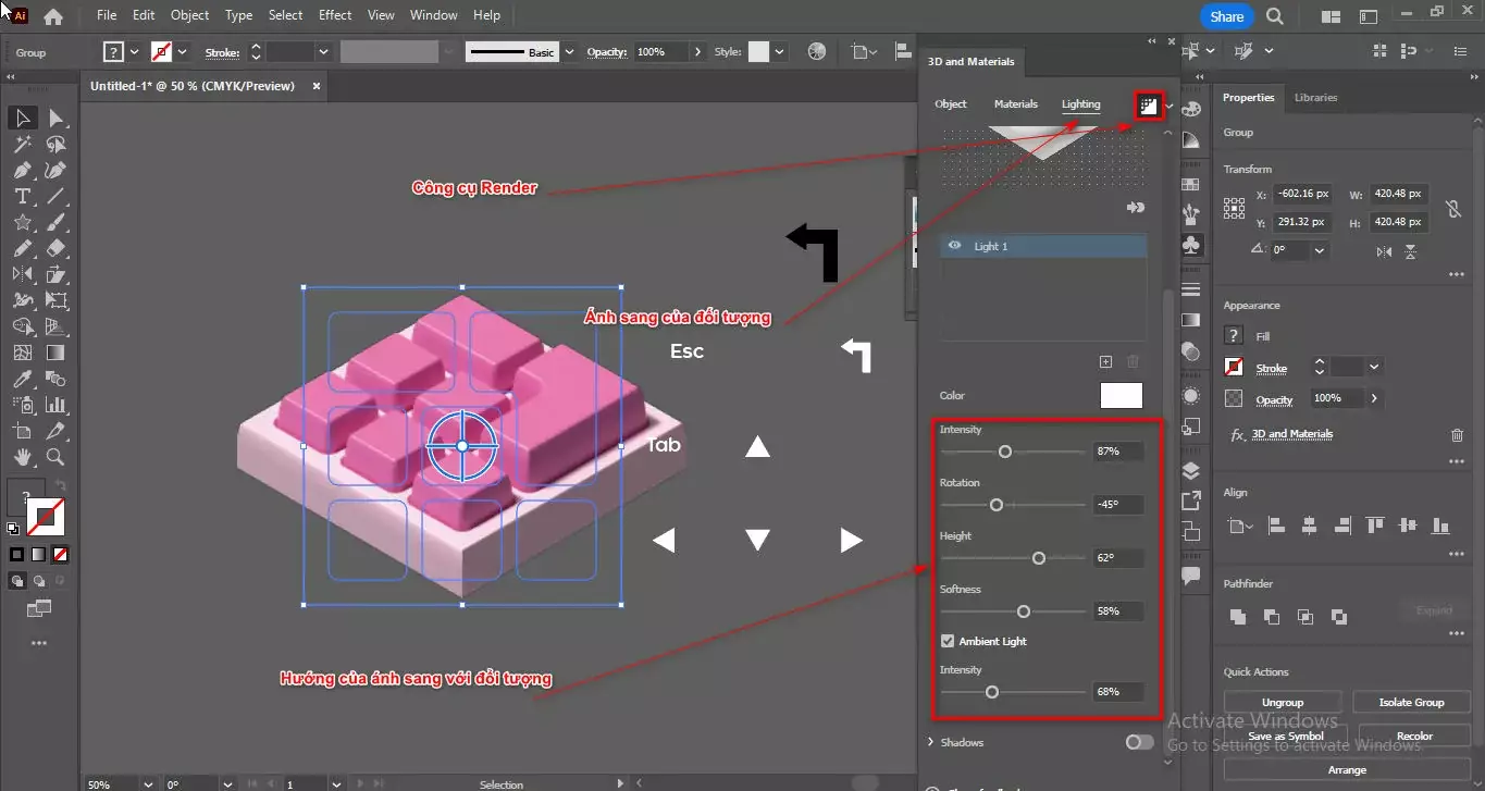 Cách tạo bàn phím 3D trong illustrator Cách Tạo Bàn Phim 3D Trong Illustrator