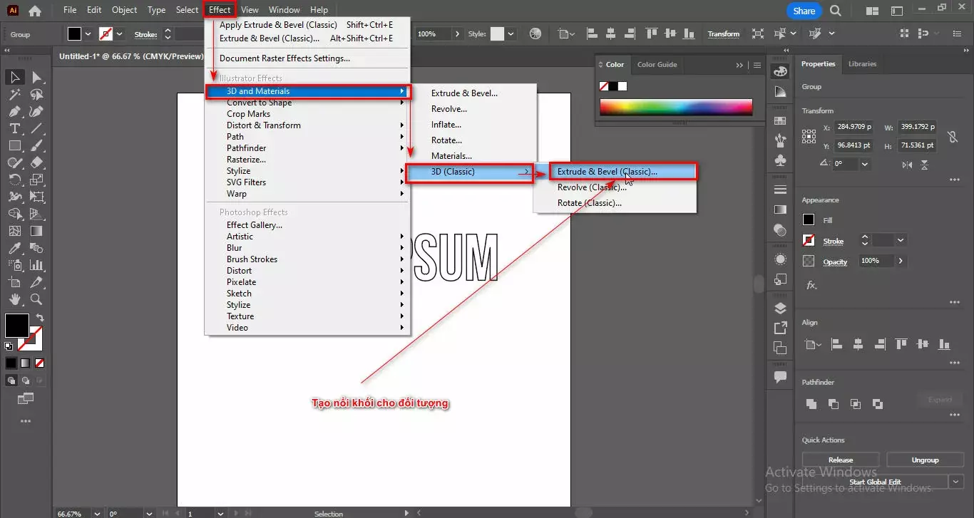 Cách tạo chữ 3D trong illustrator Cách Tạo Chữ 3D Trong Illustrator