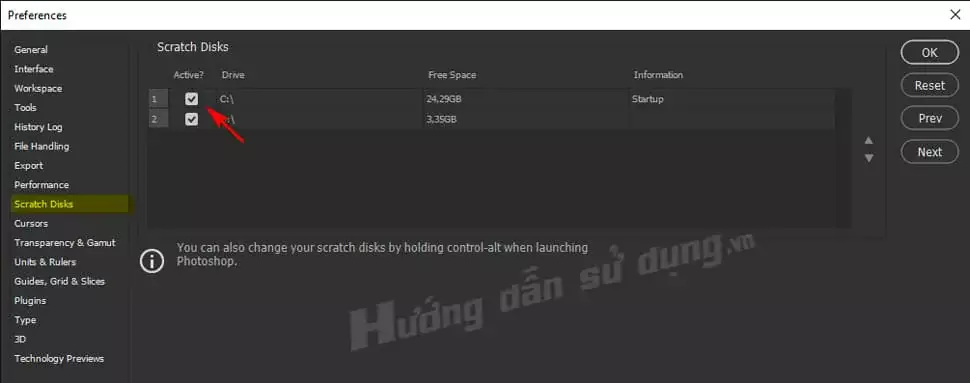 Khắc phục lỗi scratch disk are full trong photoshop Scratch Disk Full Trong Photoshop