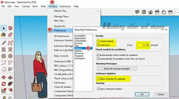Hướng dẫn Setting sketchup khi lần đầu cài đặt Setting Sketchup