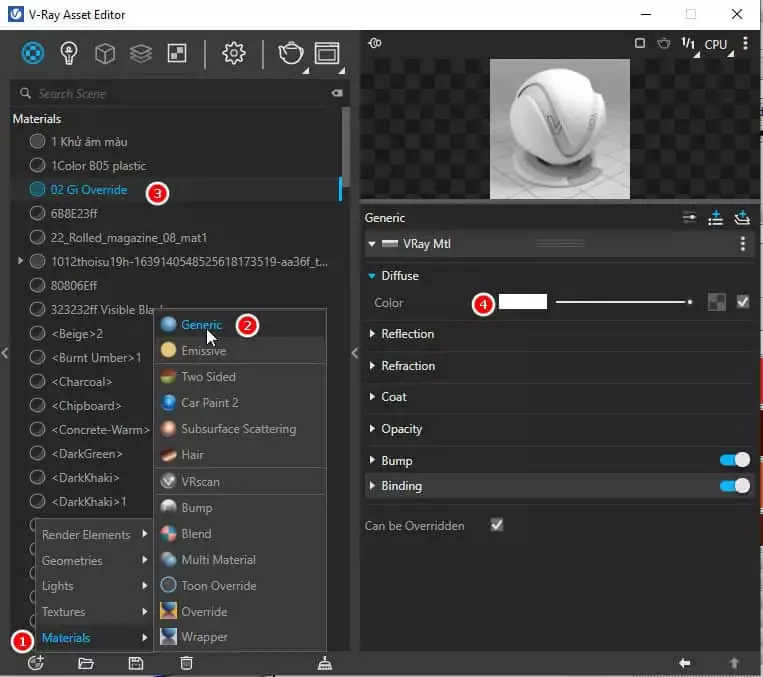 Cách tạo vật liệu cơ bản trong vray Sketchup Cách Tạo Vật Liệu Cơ Bản Trong Vray