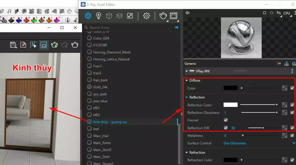 Cách tạo vật liệu cơ bản trong vray Sketchup Cách Tạo Vật Liệu Cơ Bản Trong Vray