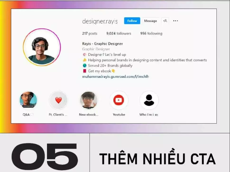 10 tips designer tạo cơ hội từ Instagram Thêm Nhiều Cta
