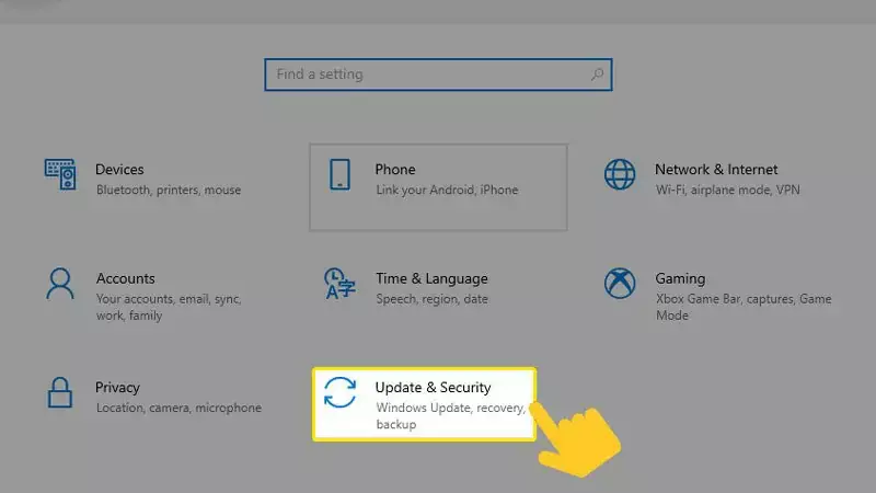 Cách Reset win 10 chi tiết nhất không mất dữ liệu Chọn Update And Security