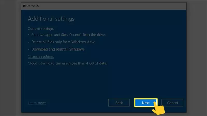 Cách Reset win 10 chi tiết nhất không mất dữ liệu Chọn Next Để Tiếp Tục