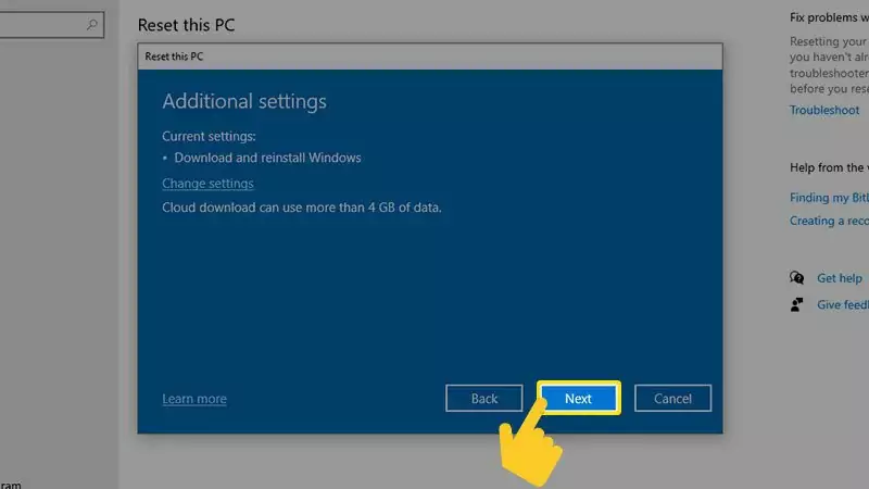 Cách Reset win 10 chi tiết nhất không mất dữ liệu Chọn Next