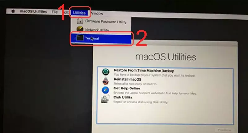 Cách Reset mật khẩu macbook chỉ vài bước Chọn Terminal