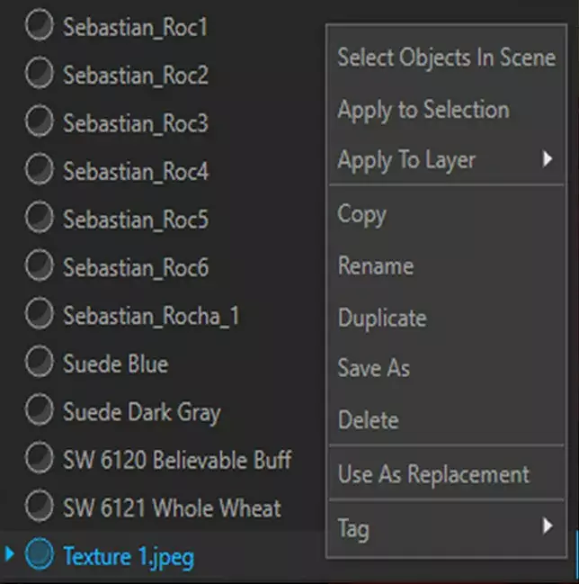 Cách setting vật liệu trong vray sketchup Vùng Vật Liệu Và Bảng Menu Khi Nhấn Chuột Phải