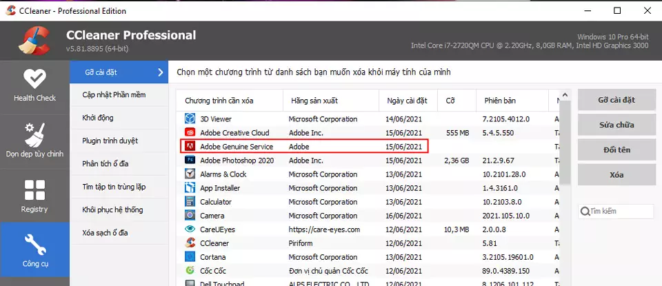 Khắc phục lỗi adobe mở lên báo lỗi Gỡ Ứng Dụng Adobe Genuine Service