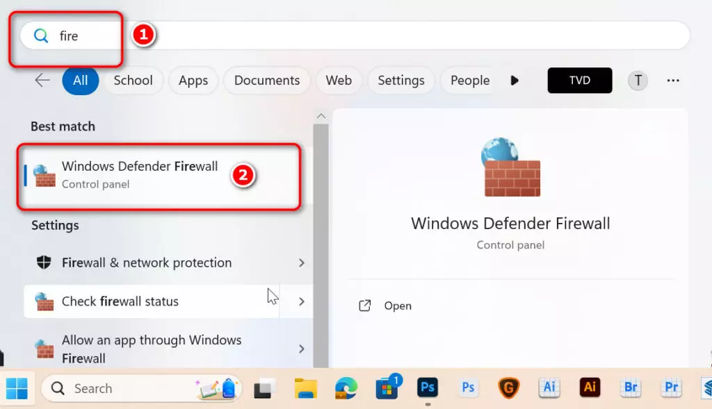 Khắc phục lỗi adobe mở lên báo lỗi Bật Tường Lửa