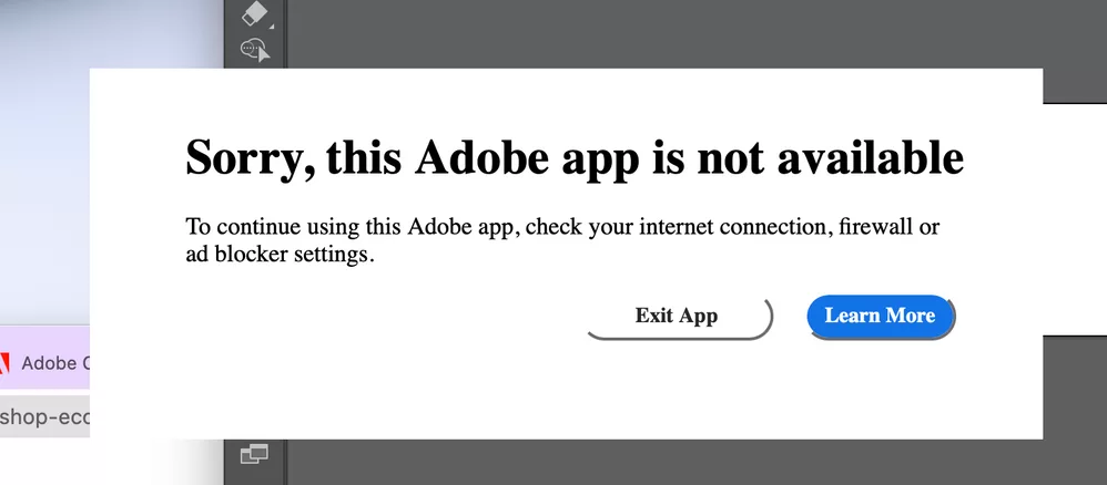 Khắc phục adobe Sorry, this Adobe app is not available Khắc Phục Adobe Sorry, This Adobe App Is Not Available
